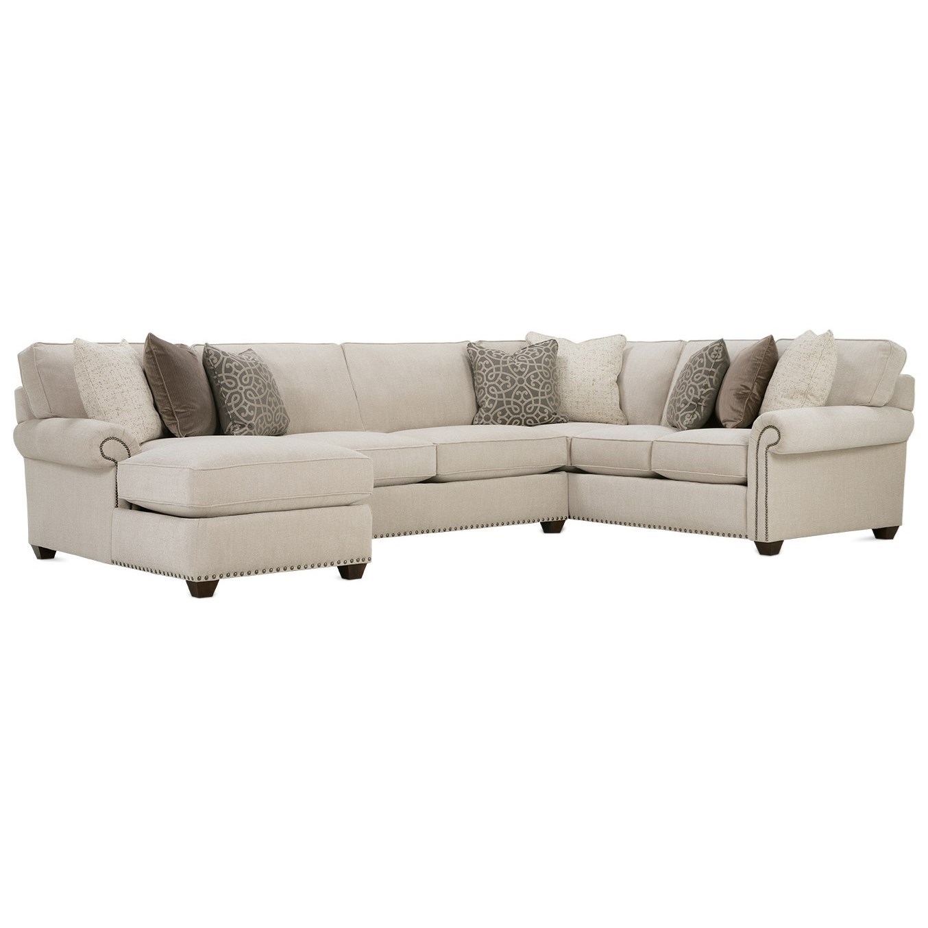 Rowe Traditional Three Piece Sectional Sofa with Chaise
